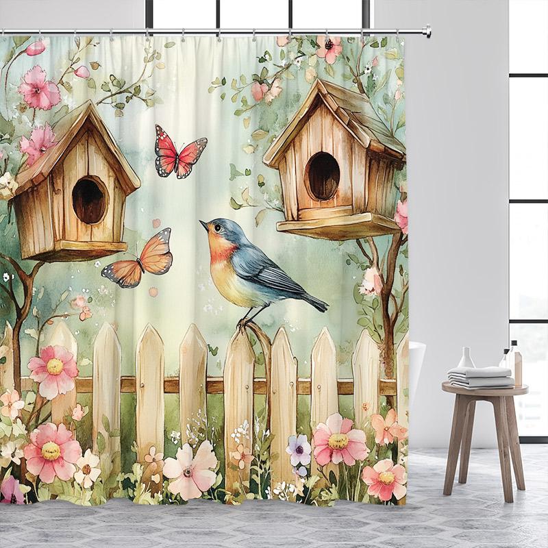 Flowers Bird Shower Curtains Watercolour Pink Floral Plant Fence Birdhouse Butterfly Rustic Scenery Fabric Home Bathroom Decor W60H190(CM)-1 Pcs
Flowers Bird Shower Curtains Watercolour Pink Floral Plant Fence Birdhouse Butterfly Rustic Scenery Fabric Home Bathroom Decor W60H190(CM)-1 Pcs