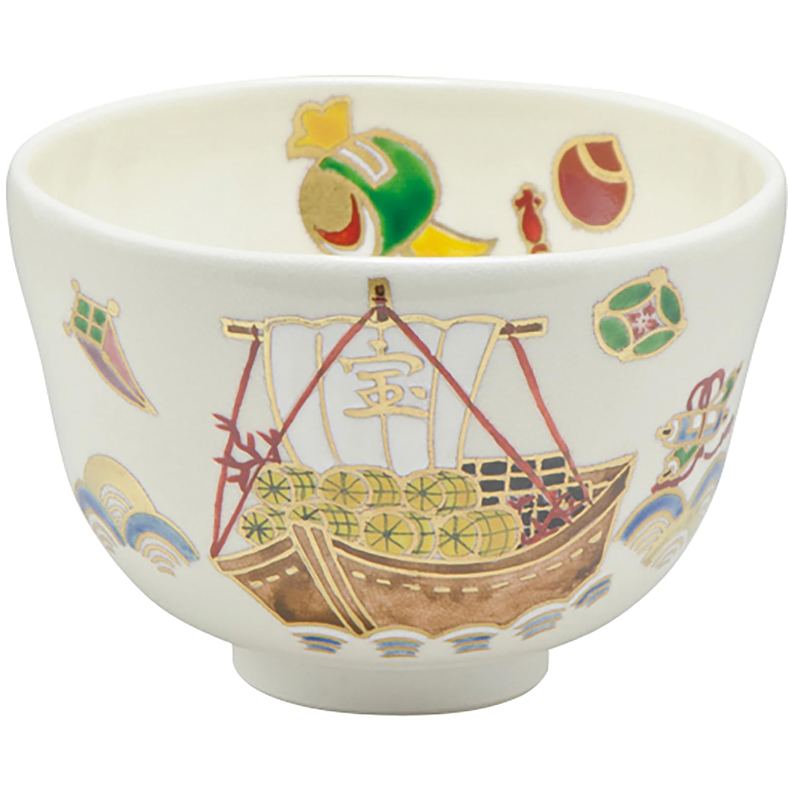 Kyo-yaki Kiyomizu-yaki Matcha Bowl, Tea Ceremony Bowl, Approx. 12cm, Treasure Ship Design, Auspicious, White, Made in Japan, TTY787
Kyo-yaki Kiyomizu-yaki Matcha Bowl, Tea Ceremony Bowl, Approx. 12cm, Treasure Ship Design, Auspicious, White, Made in Japan, TTY787