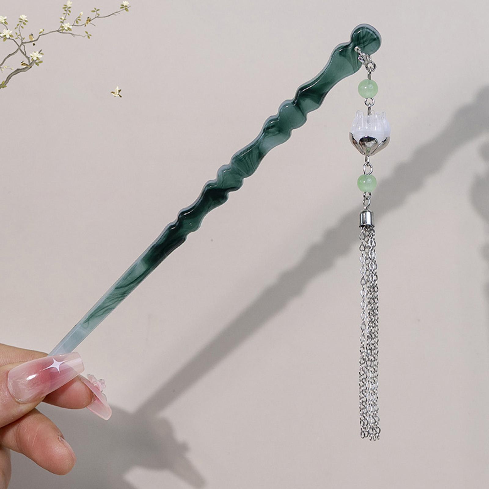 Ancient Chinese Style Hairpins Gradient Green Color Resin Hair Sticks Forks Chain Tassel Pendant Headpieces Hair Bun Maker
Ancient Chinese Style Hairpins Gradient Green Color Resin Hair Sticks Forks Chain Tassel Pendant Headpieces Hair Bun Maker