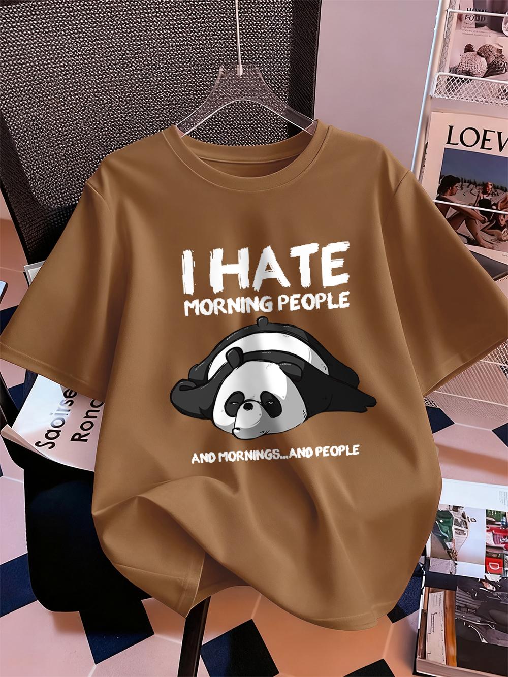 Cute Panda Hate Morning Prints TShirts Womens Cotton Summer Short Sleeve Tops Comfortable Soft ONeck T Shirt Casual Clothes S
Cute Panda Hate Morning Prints TShirts Womens Cotton Summer Short Sleeve Tops Comfortable Soft ONeck T Shirt Casual Clothes S