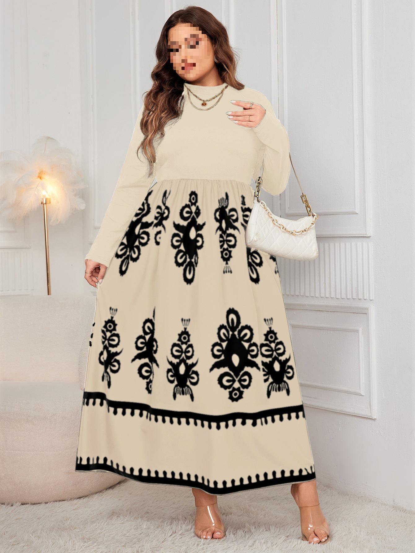 High-Waisted Autumn Black Floral Long Dress - Plus Size, Loose Fit, Long Sleeve XL абрикосовий
High-Waisted Autumn Black Floral Long Dress - Plus Size, Loose Fit, Long Sleeve XL абрикосовий