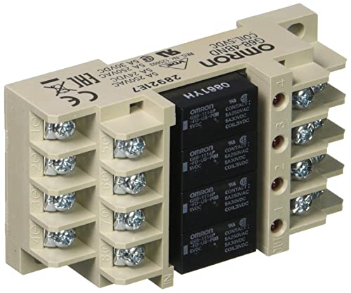 Omron G6B-4BND DC5 Compact Terminal Relay, 4 poles (4PST-NO standard circuit), DIN Track or screw mounting, Phillips screw (3.5 mm) terminals (4 indep
Omron G6B-4BND DC5 Compact Terminal Relay, 4 poles (4PST-NO standard circuit), DIN Track or screw mounting, Phillips screw (3.5 mm) terminals (4 indep