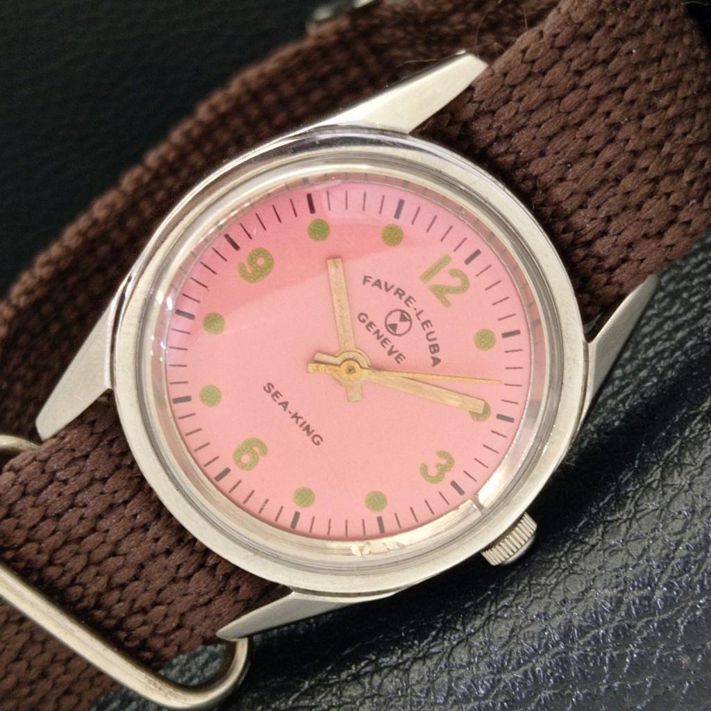 HAND-WINDING VINTAGE FAVRE LEUBA GENEVE 253 SWISS MENS PINK DIAL WATCH a436251-2 R128-a436251
HAND-WINDING VINTAGE FAVRE LEUBA GENEVE 253 SWISS MENS PINK DIAL WATCH a436251-2 R128-a436251