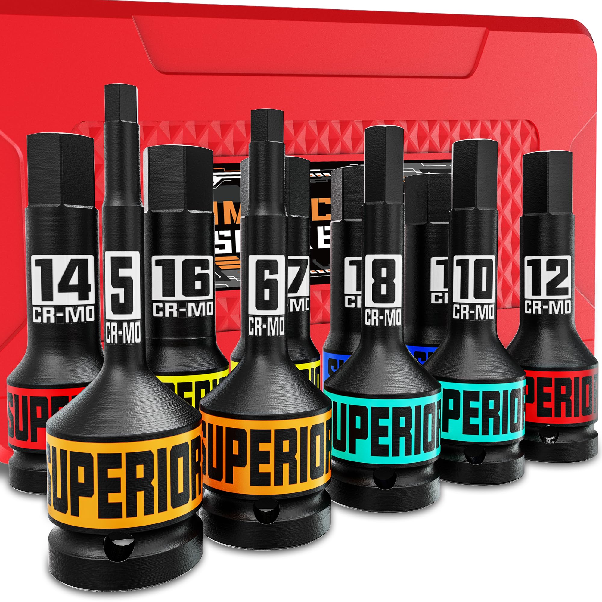 Aiourx Impact Hexagon Socket Set, 5 mm - 19 mm, 12.7 mm (1/2 ) Drive, 10 Pieces
Aiourx Impact Hexagon Socket Set, 5 mm - 19 mm, 12.7 mm (1/2 ) Drive, 10 Pieces