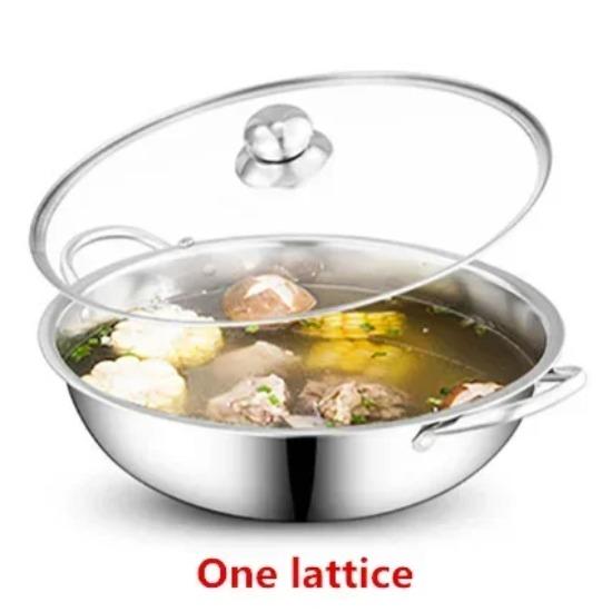 28-30 см нержавеющая сталь 1,5 мм 2 решетки толстая двойная уха супница горячая кастрюля двойная разделенная посуда тарелка индукционная плита 26cm