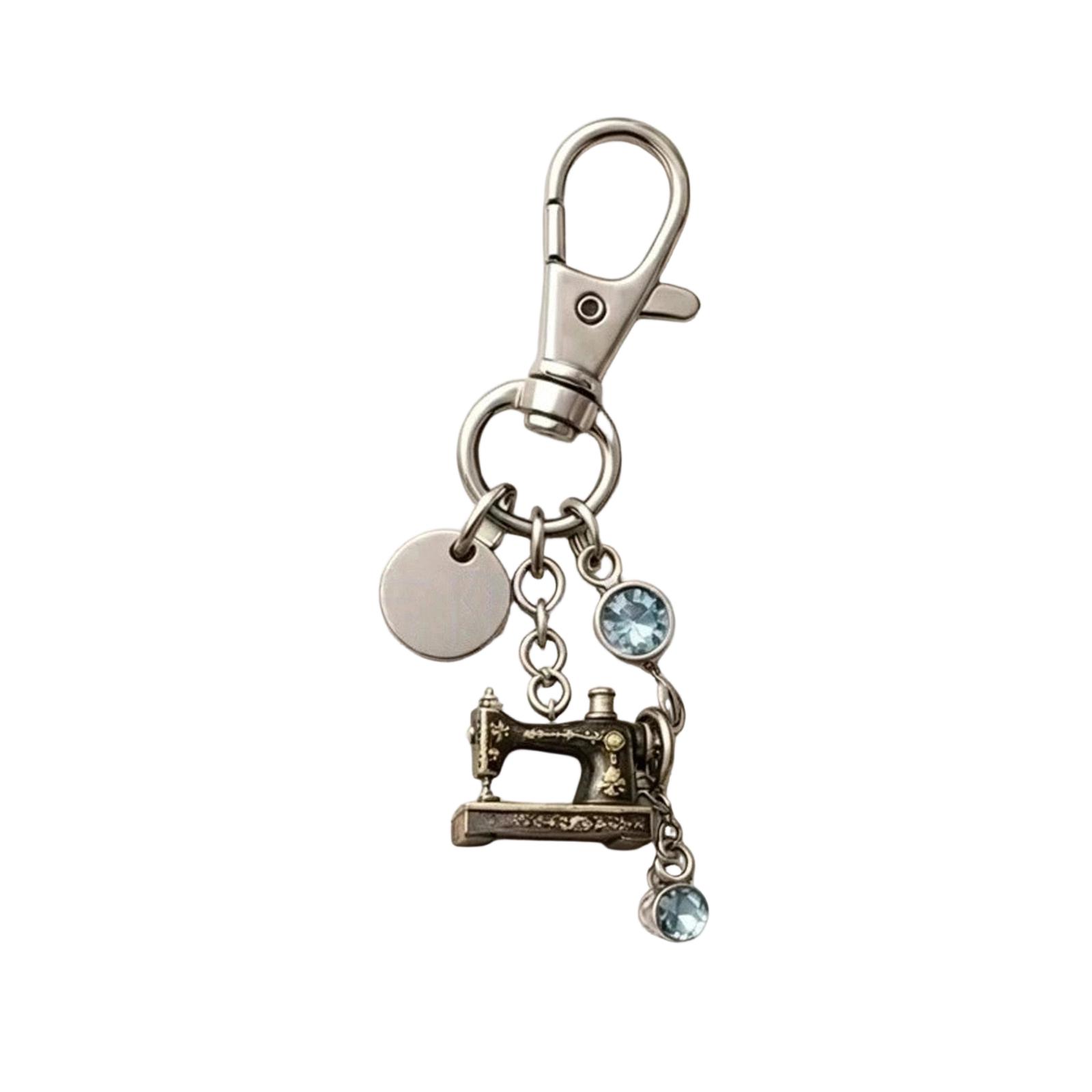 Vintage Sewing Machine Charm Keychain, Metal Key Ring With Rhinestone Accents, Craft Lover Gift One Size
Vintage Sewing Machine Charm Keychain, Metal Key Ring With Rhinestone Accents, Craft Lover Gift One Size