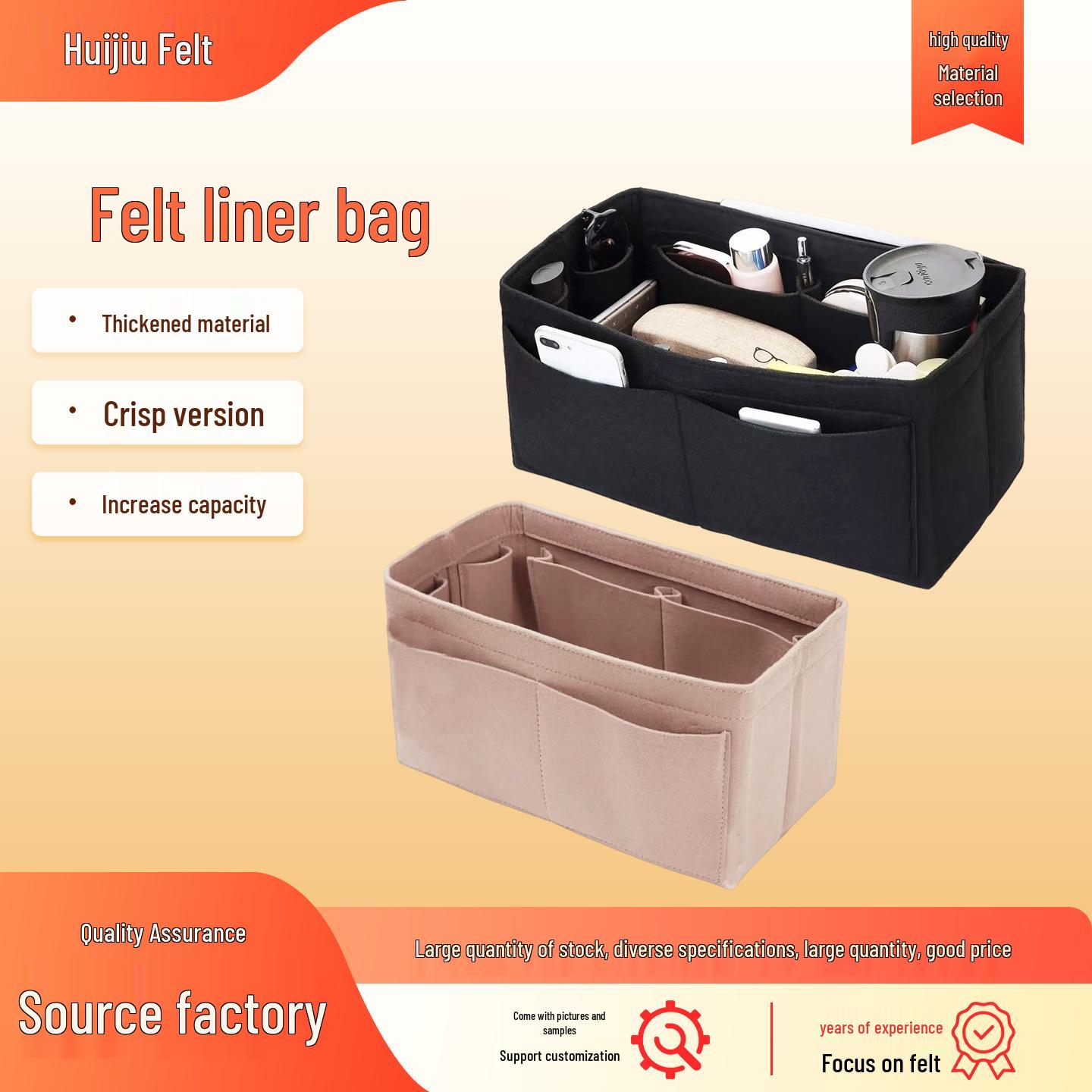 Large Capacity Felt Makeup & Storage Bag - Thickened Inner & Wash Bag for Women Black; Small 24*13*15
Large Capacity Felt Makeup & Storage Bag - Thickened Inner & Wash Bag for Women Black; Small 24*13*15