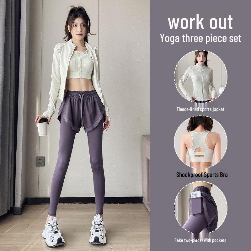 Women s Fleece-Lined Sports Set: Three-Piece Jacket & Fake Two-Piece Yoga Pants for Autumn/Winter Running & Climbing M
Women s Fleece-Lined Sports Set: Three-Piece Jacket & Fake Two-Piece Yoga Pants for Autumn/Winter Running & Climbing M