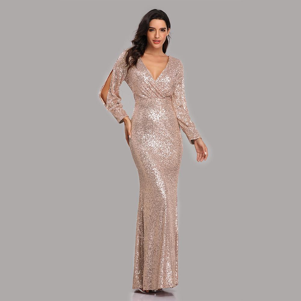 Plus Size V-neck Sequin Mermaid Evening Gown - Multi-color Long Sleeve for Spring & Autumn S
Plus Size V-neck Sequin Mermaid Evening Gown - Multi-color Long Sleeve for Spring & Autumn S