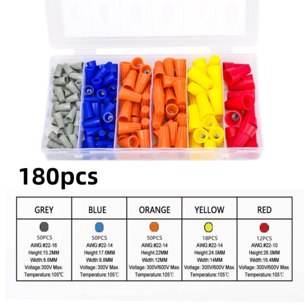 with Spring Wire Connectors PA+steel Crimp End Terminal Spring Cap Spiral Crimping Cap Electrical 180PCS
with Spring Wire Connectors PA+steel Crimp End Terminal Spring Cap Spiral Crimping Cap Electrical 180PCS