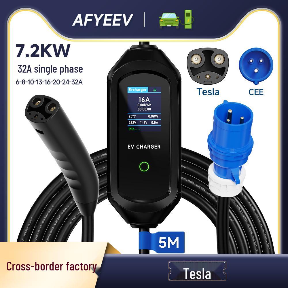 32A Single-Phase Tesla Gun Head Vehicle Charger 6A-32A with Screen Portable In-Car Charger
32A Single-Phase Tesla Gun Head Vehicle Charger 6A-32A with Screen Portable In-Car Charger