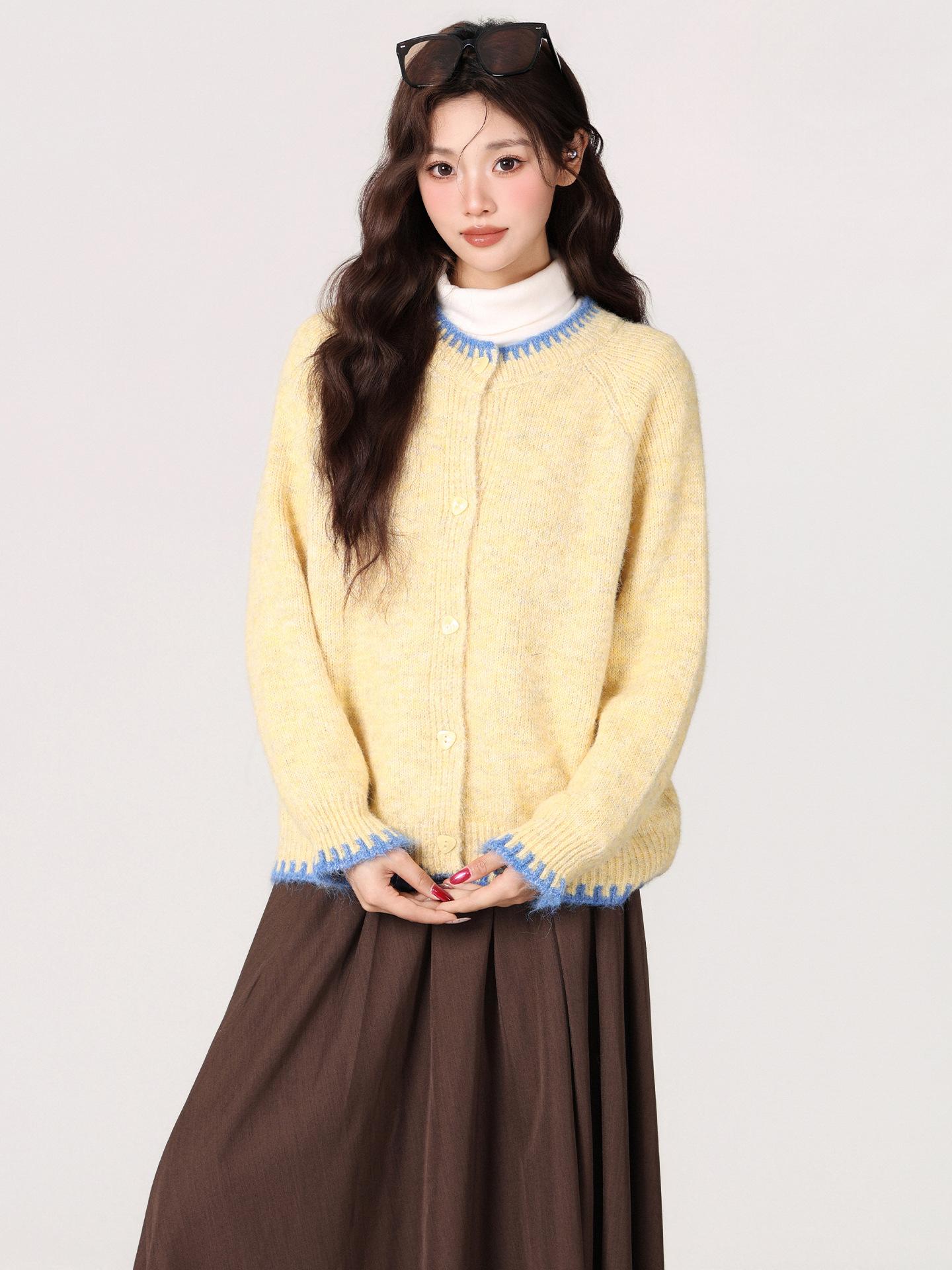 Yellow crew neck knitted long-sleeved autumn and winter thickened new soft waxy sweater cardigan jacket women s button One size fits all жёлтый
Yellow crew neck knitted long-sleeved autumn and winter thickened new soft waxy sweater cardigan jacket women s button One size fits all жёлтый