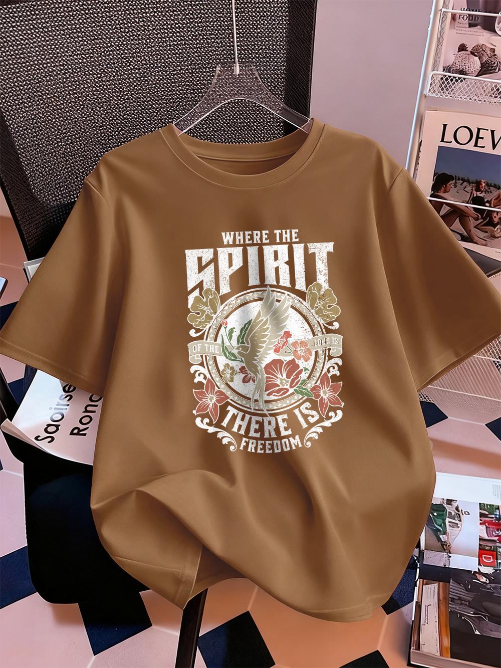 Where The Spirit There Is Freedom Prints TShirts Womens Summer Cotton Short Sleeve Tops ONeck Soft Loose T Shirt Basic Clothes S
Where The Spirit There Is Freedom Prints TShirts Womens Summer Cotton Short Sleeve Tops ONeck Soft Loose T Shirt Basic Clothes S