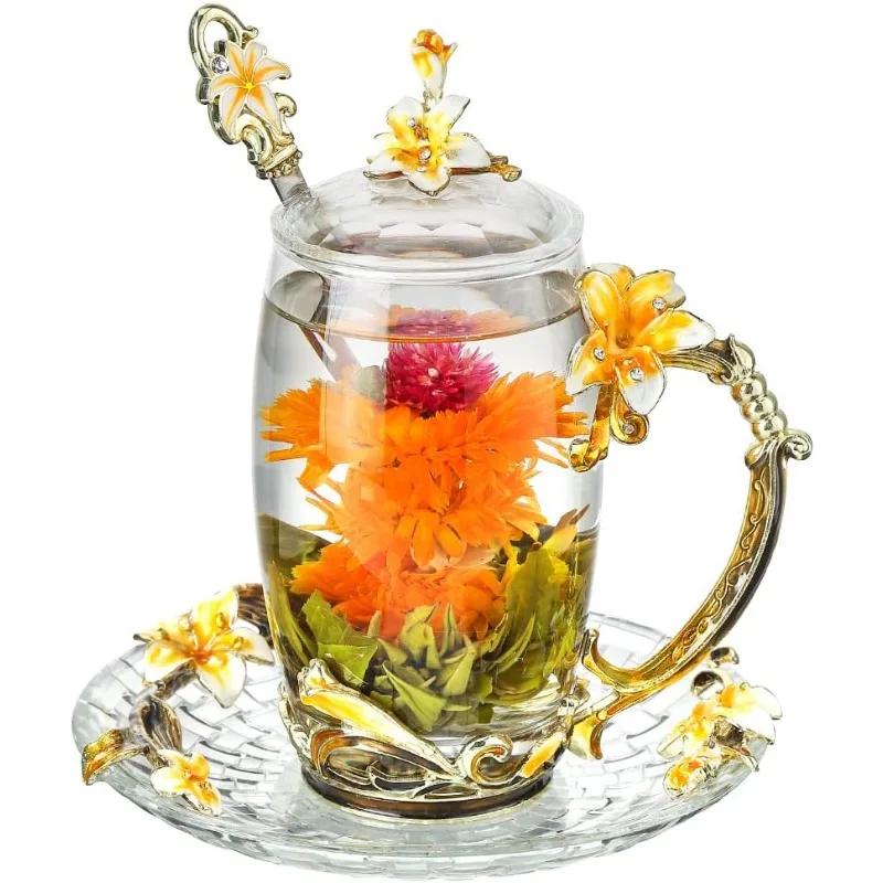 Tea Mugs for Women Glass Tea Cup with Lid Spoon Saucer Lily Flower Coffee Mug Unique Mothers Day Gift Christmas Gift 11oz-12oz
Tea Mugs for Women Glass Tea Cup with Lid Spoon Saucer Lily Flower Coffee Mug Unique Mothers Day Gift Christmas Gift 11oz-12oz