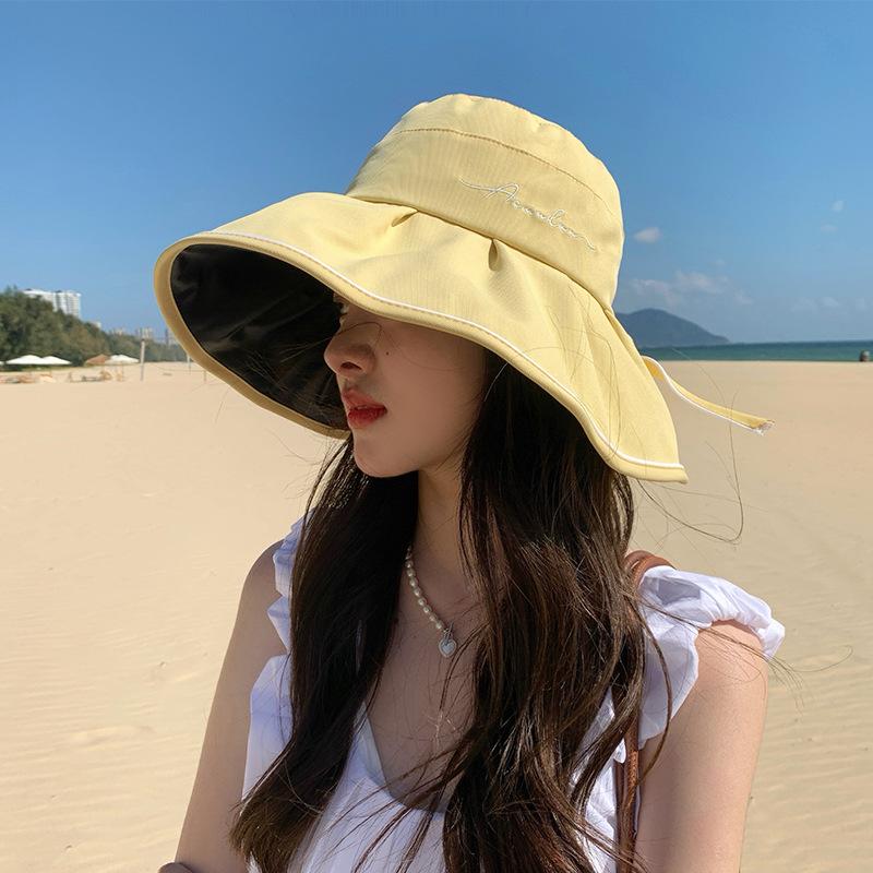 Новая шляпа лето женская летняя виниловый козырек солнцезащитный для лица панама анти фиолетовая линия солнцезащитная шляпа жёлтый