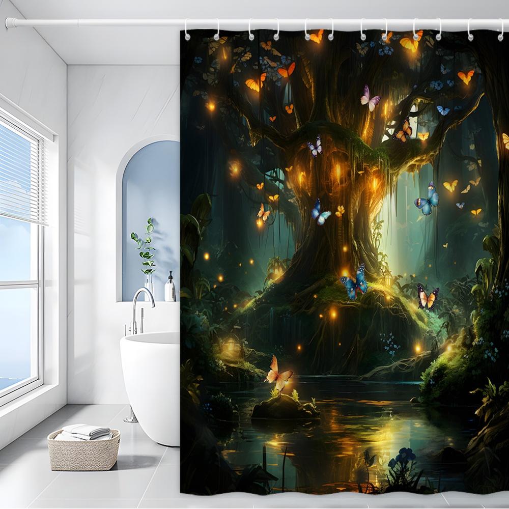 Enchanted Forest Shower Curtain - Tree, Butterflies & Fireflies For Bathroom Decor, Adds Mystical Beauty And Wonder W60H190(CM)-1 Pcs
Enchanted Forest Shower Curtain - Tree, Butterflies & Fireflies For Bathroom Decor, Adds Mystical Beauty And Wonder W60H190(CM)-1 Pcs
