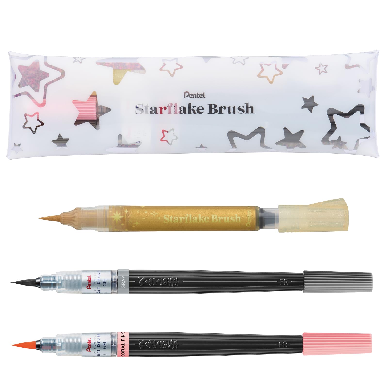 Pentel Color Brush Pen Starflake Brush Limited Art Brush Set Gold Gray Coral Pink GFH-SAST2
Pentel Color Brush Pen Starflake Brush Limited Art Brush Set Gold Gray Coral Pink GFH-SAST2