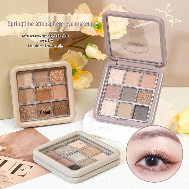 Kappel Spring Nine-Color Earth Tones Eyeshadow Palette: Matte, Shimmer & Highlight. 7g
Kappel Spring Nine-Color Earth Tones Eyeshadow Palette: Matte, Shimmer & Highlight. 7g