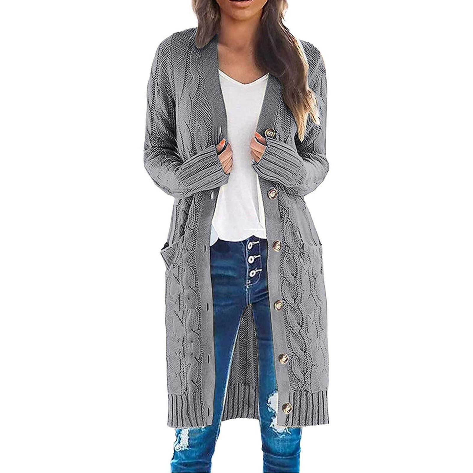 Женская мода Повседневный открытый спереди Длинный рукав Кардиганы крупной вязки Свитера Верхняя одежда Пальто L
Женская мода Повседневный открытый спереди Длинный рукав Кардиганы крупной вязки Свитера Верхняя одежда Пальто L