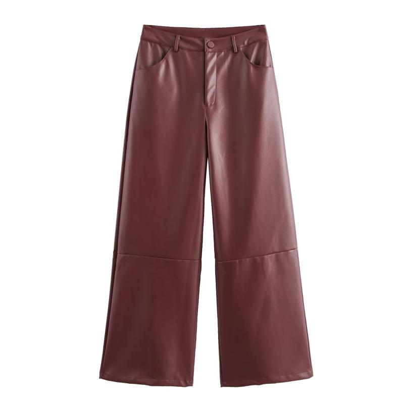 European & American High Street Style Women s Leather Spliced Straight-Leg Wide Pants Medium
European & American High Street Style Women s Leather Spliced Straight-Leg Wide Pants Medium