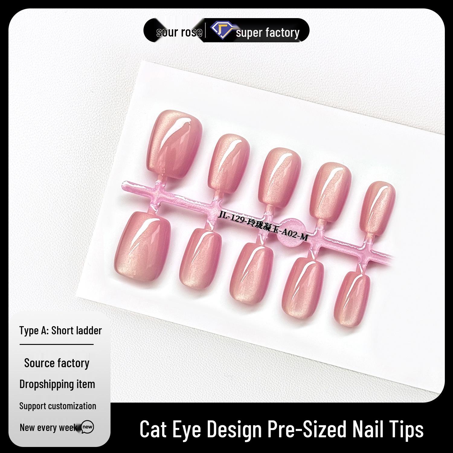 Jiaolong Light Luxury Jade Cat Eye Wearable Nails - Light Pink Gradient Crystal Trapezoidal Manicure M - No Adhesive
Jiaolong Light Luxury Jade Cat Eye Wearable Nails - Light Pink Gradient Crystal Trapezoidal Manicure M - No Adhesive