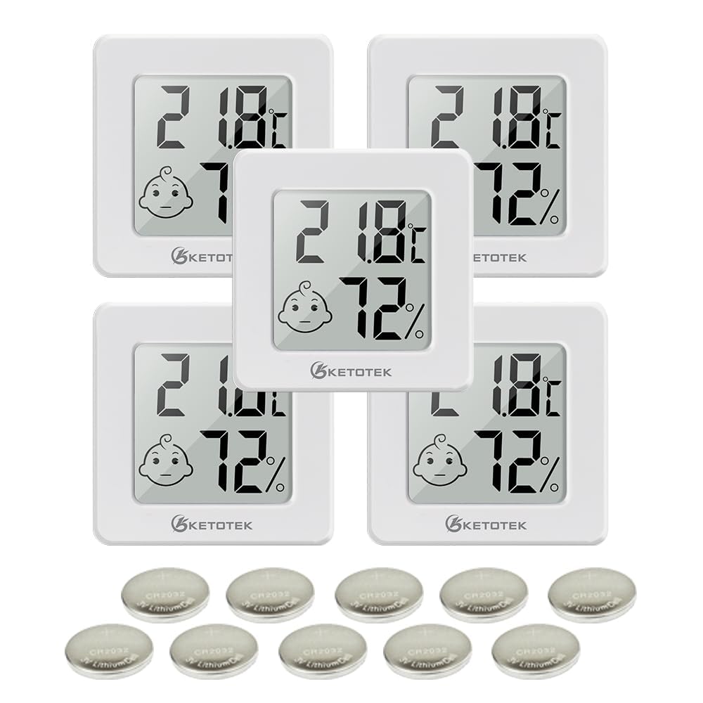 KETOTEK Digital Temperature and Humidity Indoor High Face Comfort Flexible Placement Meter, 5-Pack, Use, Precision, Icon, Indicator, (Wall білий
KETOTEK Digital Temperature and Humidity Indoor High Face Comfort Flexible Placement Meter, 5-Pack, Use, Precision, Icon, Indicator, (Wall білий