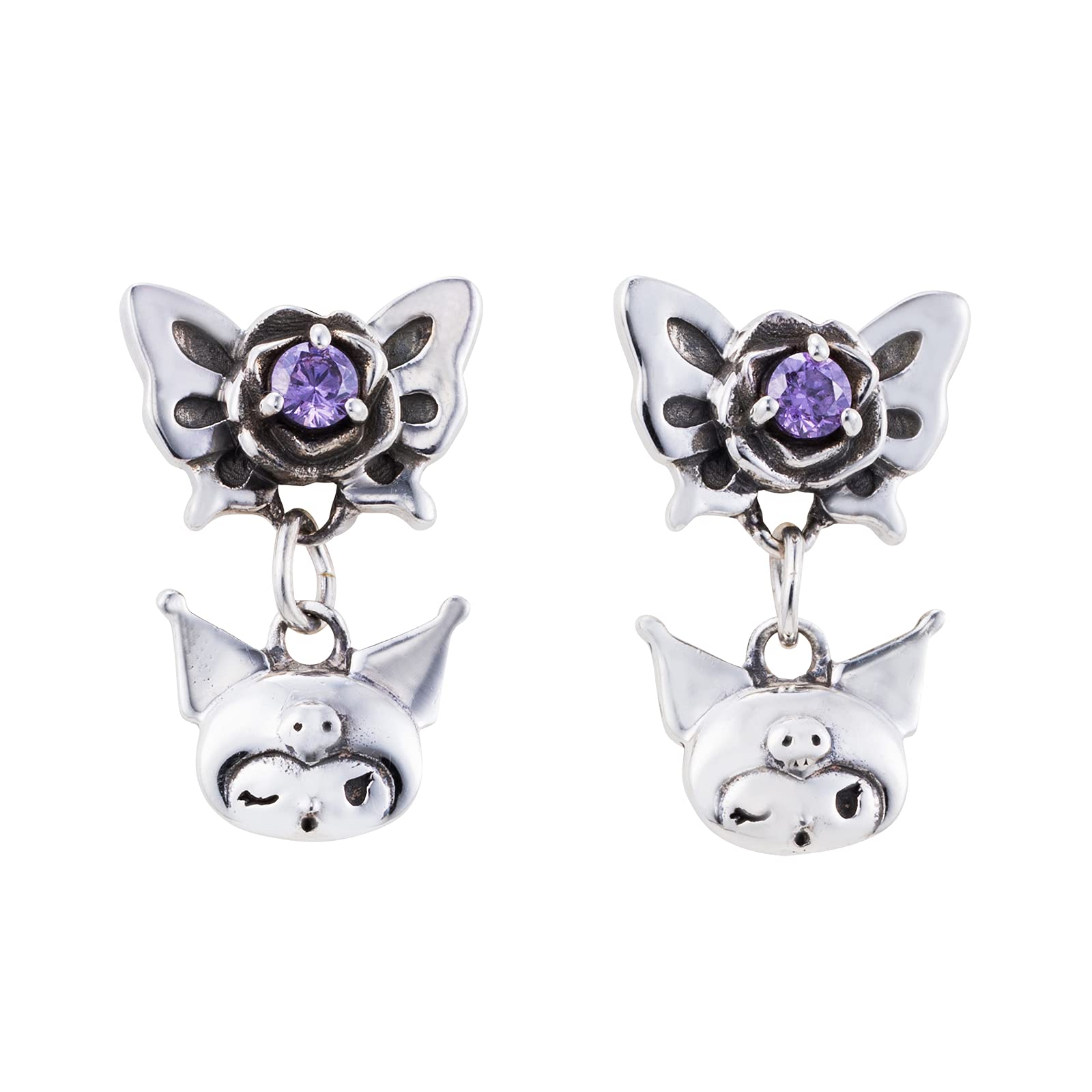 KUROMI Earrings for Both Ears Set of 2 Sanrio Characters Butterfly Rose Skull Shaking Wink 925 Silver Cubic Zirconia Silicone Catch Purple Purple срібний
KUROMI Earrings for Both Ears Set of 2 Sanrio Characters Butterfly Rose Skull Shaking Wink 925 Silver Cubic Zirconia Silicone Catch Purple Purple срібний