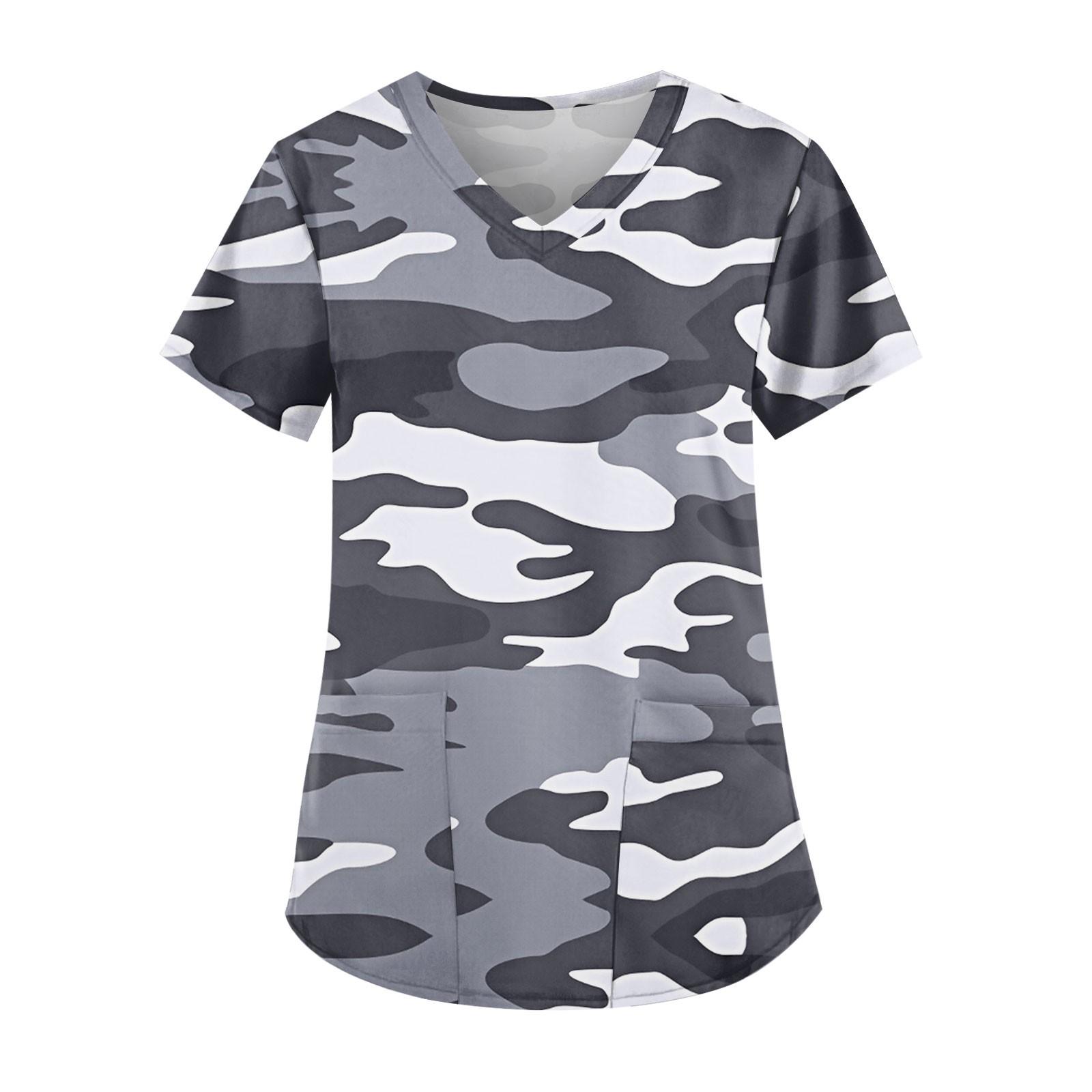 Жіночі модні повсякденні камуфляжні принтовані топи з V-подібним вирізом і кишенями Робочий одяг S
Жіночі модні повсякденні камуфляжні принтовані топи з V-подібним вирізом і кишенями Робочий одяг S