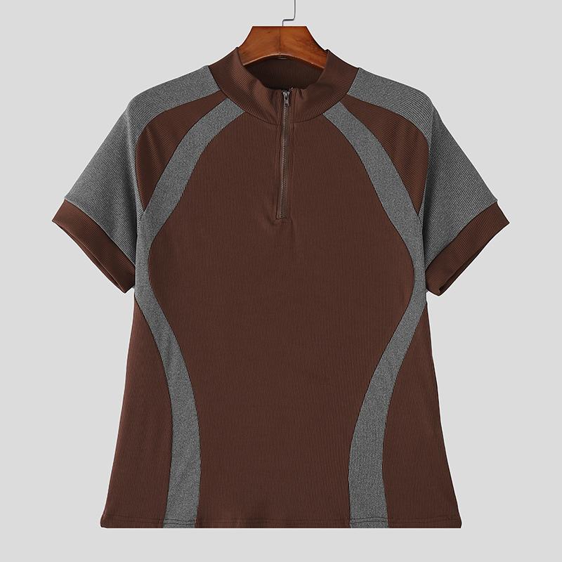 INCERUN Men Stand Neck Short Sleeve Zipper Stitching Fitted Casual Summer Tops T-shirts 3XL коричневий
INCERUN Men Stand Neck Short Sleeve Zipper Stitching Fitted Casual Summer Tops T-shirts 3XL коричневий