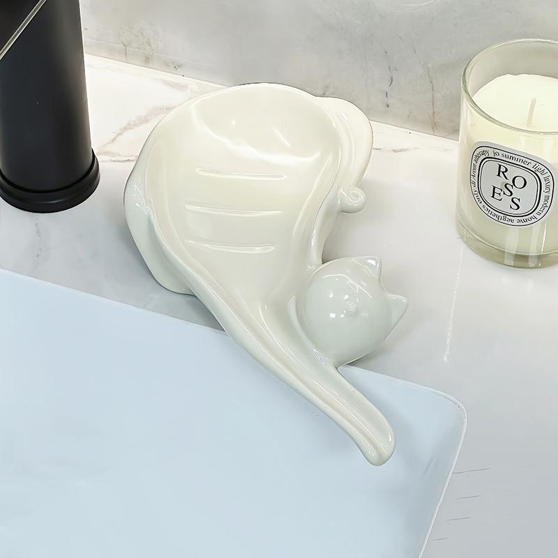 Милая мыльница в виде кошки, домашняя дренажная полка, ванная комната, без сверления, креативная керамическая коробка для хранения мыла в ванной
Милая мыльница в виде кошки, домашняя дренажная полка, ванная комната, без сверления, креативная керамическая коробка для хранения мыла в ванной