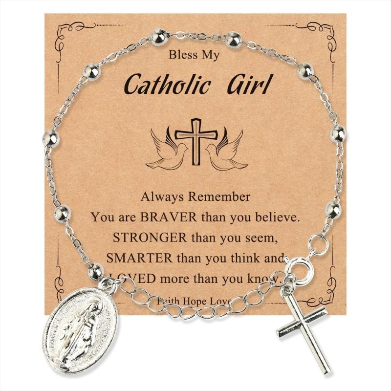 Virgin Marys Rosary Bracelet With Crosses Pendant Alloy Religious Jewelry For Daily Wear And Spiritual Occasions
Virgin Marys Rosary Bracelet With Crosses Pendant Alloy Religious Jewelry For Daily Wear And Spiritual Occasions
