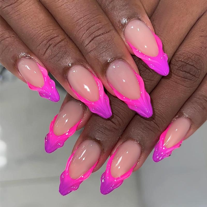 European & American Gradient Almond French False Nails - Removable 3D Wearable Nail Art
European & American Gradient Almond French False Nails - Removable 3D Wearable Nail Art
