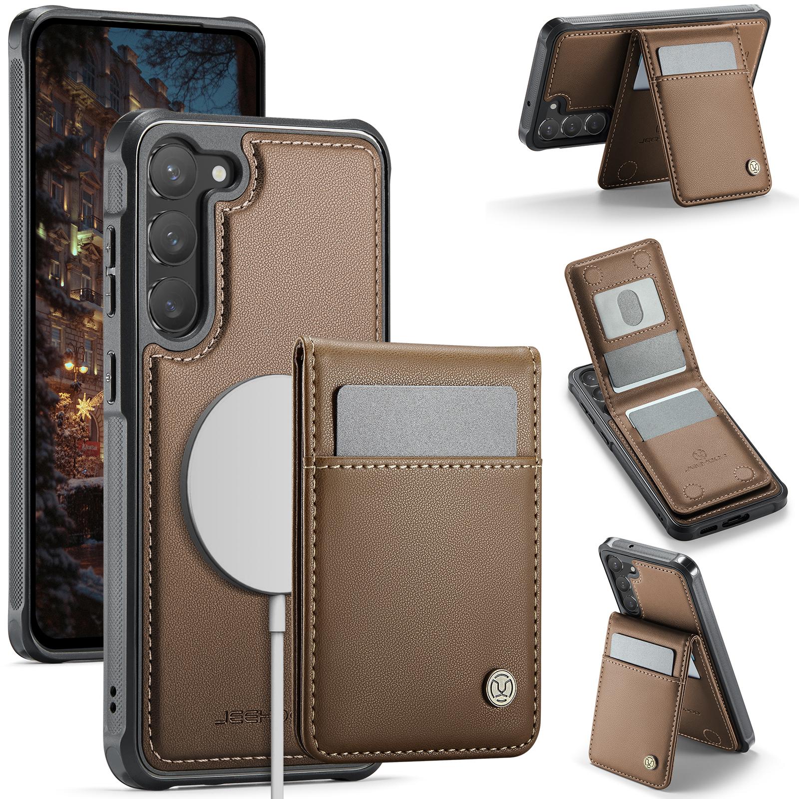 For Samsung Galaxy S23 Leather Back Cover Compatible with MagSafe JEEHOOD J06 Phone Case with Card Bag RFID Blocking Brown
For Samsung Galaxy S23 Leather Back Cover Compatible with MagSafe JEEHOOD J06 Phone Case with Card Bag RFID Blocking Brown