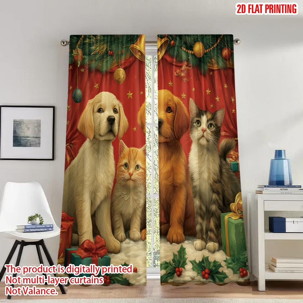 Set Of 2 Flat Printing Merry Christmas Curtains Puppies Kittens Gifts Digital Printed Polyester Drapes Holiday Made W100*H70(CM)-Hooks&1PCS
Set Of 2 Flat Printing Merry Christmas Curtains Puppies Kittens Gifts Digital Printed Polyester Drapes Holiday Made W100*H70(CM)-Hooks&1PCS