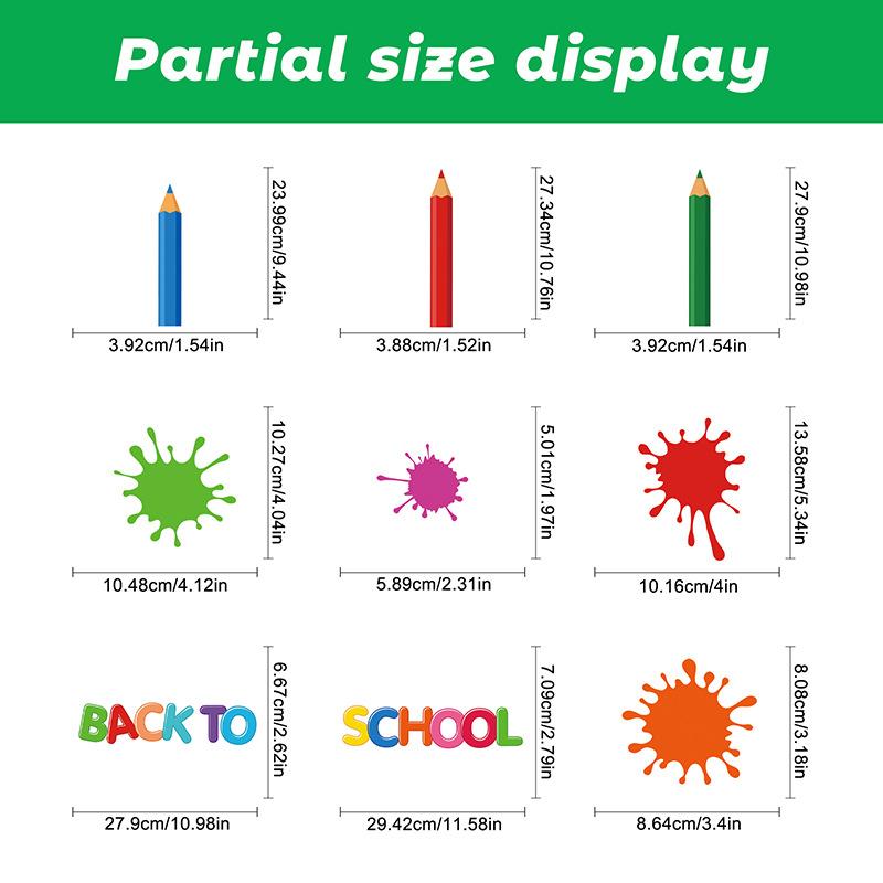 9 листов/набор, Наклейки на окна с карандашами, Клейкая пленка, Двусторонние наклейки на окна, Наклейки на окна с цветными карандашами, С возвращением в школу 20 * 30 * 9 sheets