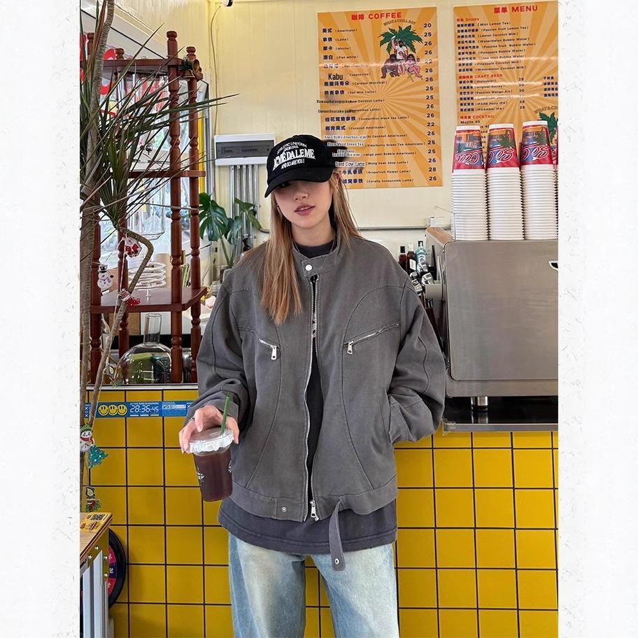 Unisex Gray Denim Stand-Collar Jacket - Retro Trend, American Aviator Style, Spring/Autumn Zipper Short Jacket Extra Large
Unisex Gray Denim Stand-Collar Jacket - Retro Trend, American Aviator Style, Spring/Autumn Zipper Short Jacket Extra Large
