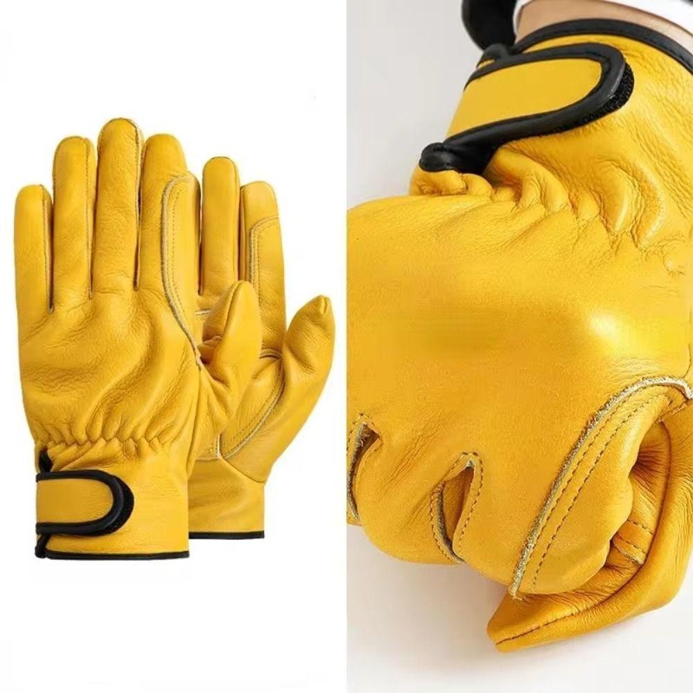 Leather Wear-resistant Gloves Safety Security Gloves Utility Work Gloves Gardening Yellow L
Leather Wear-resistant Gloves Safety Security Gloves Utility Work Gloves Gardening Yellow L