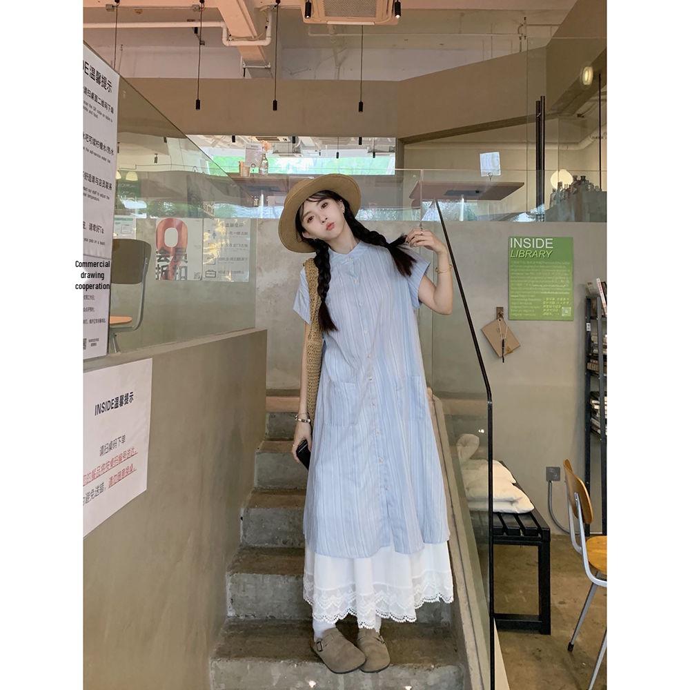 Women s Blue Striped Short-Sleeve Layered Shirt Dress – New 2026 Korean Style, Loose Mid-Length Two-Piece Summer Set. S
Women s Blue Striped Short-Sleeve Layered Shirt Dress – New 2026 Korean Style, Loose Mid-Length Two-Piece Summer Set. S