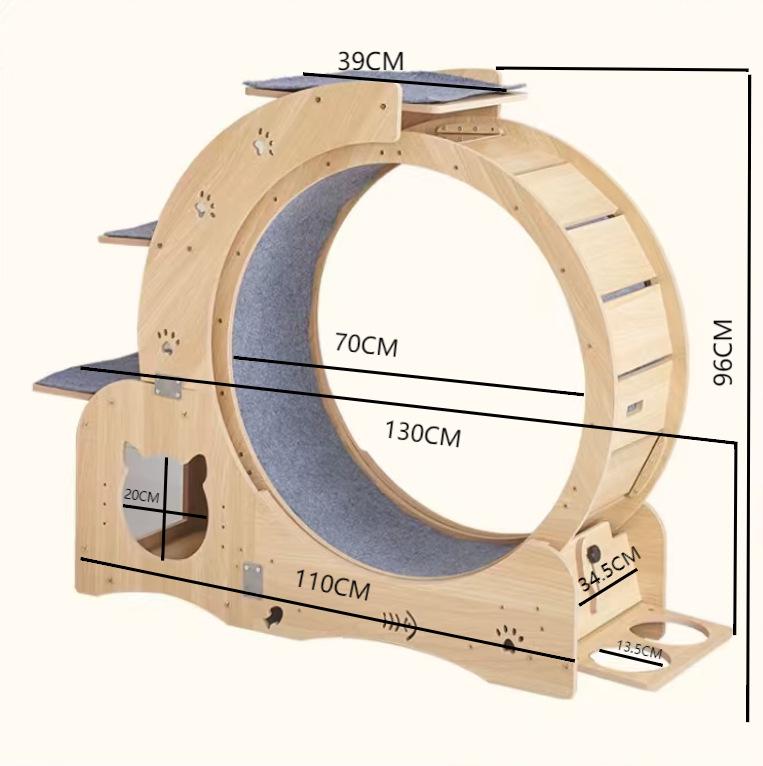 Silent Cat Treadmill: High-Fiber Running Wheel, Jump Platform & Bed - Integrated Wooden Cat Tree Track 02: 130CM*34CM*96CM
Silent Cat Treadmill: High-Fiber Running Wheel, Jump Platform & Bed - Integrated Wooden Cat Tree Track 02: 130CM*34CM*96CM