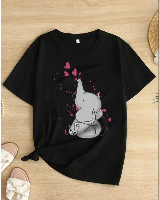 Футболка больших размеров с графическим принтом, повседневный топ с круглым вырезом и короткими рукавами для весны и лета, женская одежда больших размеров 1XL чёрный 
Футболка больших размеров с графическим принтом, повседневный топ с круглым вырезом и короткими рукавами для весны и лета, женская одежда больших размеров 1XL чёрный