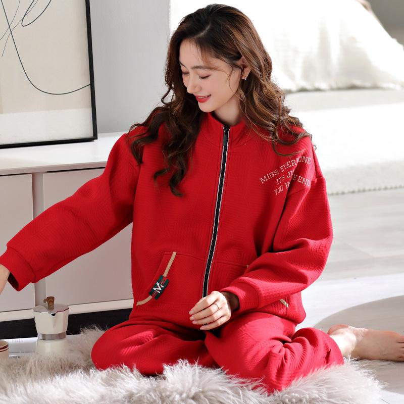 Air Cotton Sandwich Pajamas Women S Autumn And Winter Thickened Cotton Long-Sleeved Wedding Loungewear Warm Suit 3XL
Air Cotton Sandwich Pajamas Women S Autumn And Winter Thickened Cotton Long-Sleeved Wedding Loungewear Warm Suit 3XL