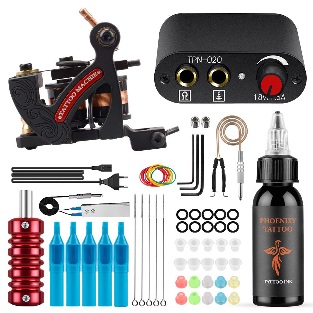 PHOENIXY Starter Tattoo Machines Gun with 30ML Ink Pigment Tattoo Power Power Traditional Tattoo Needle Grips Tools Body Art Повний комплект Set 09
PHOENIXY Starter Tattoo Machines Gun with 30ML Ink Pigment Tattoo Power Power Traditional Tattoo Needle Grips Tools Body Art Повний комплект Set 09