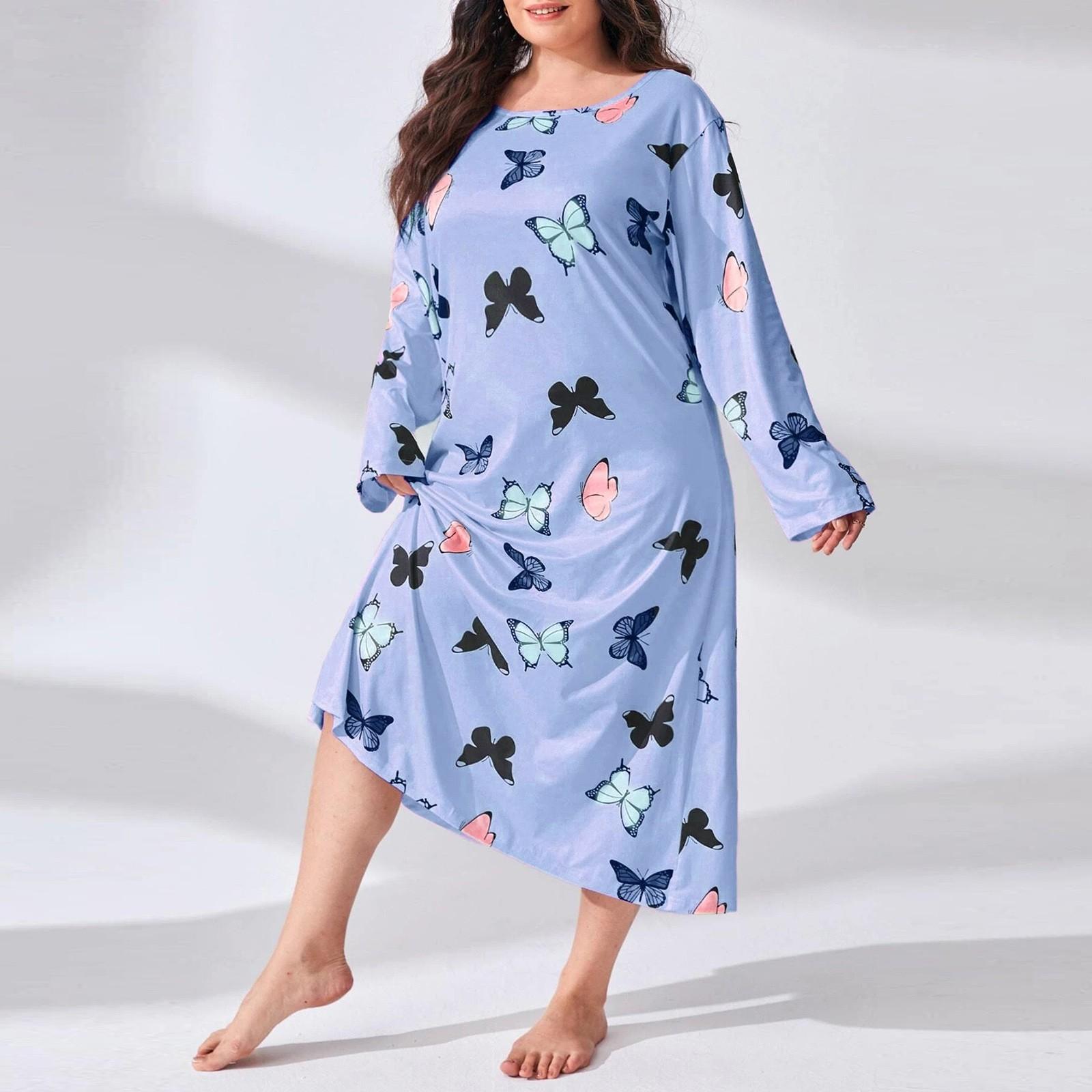 Жіноча модна піжама великого розміру з круглим вирізом, довгим рукавом, принтом, довга нічна сорочка-сукня XXXXL
Жіноча модна піжама великого розміру з круглим вирізом, довгим рукавом, принтом, довга нічна сорочка-сукня XXXXL