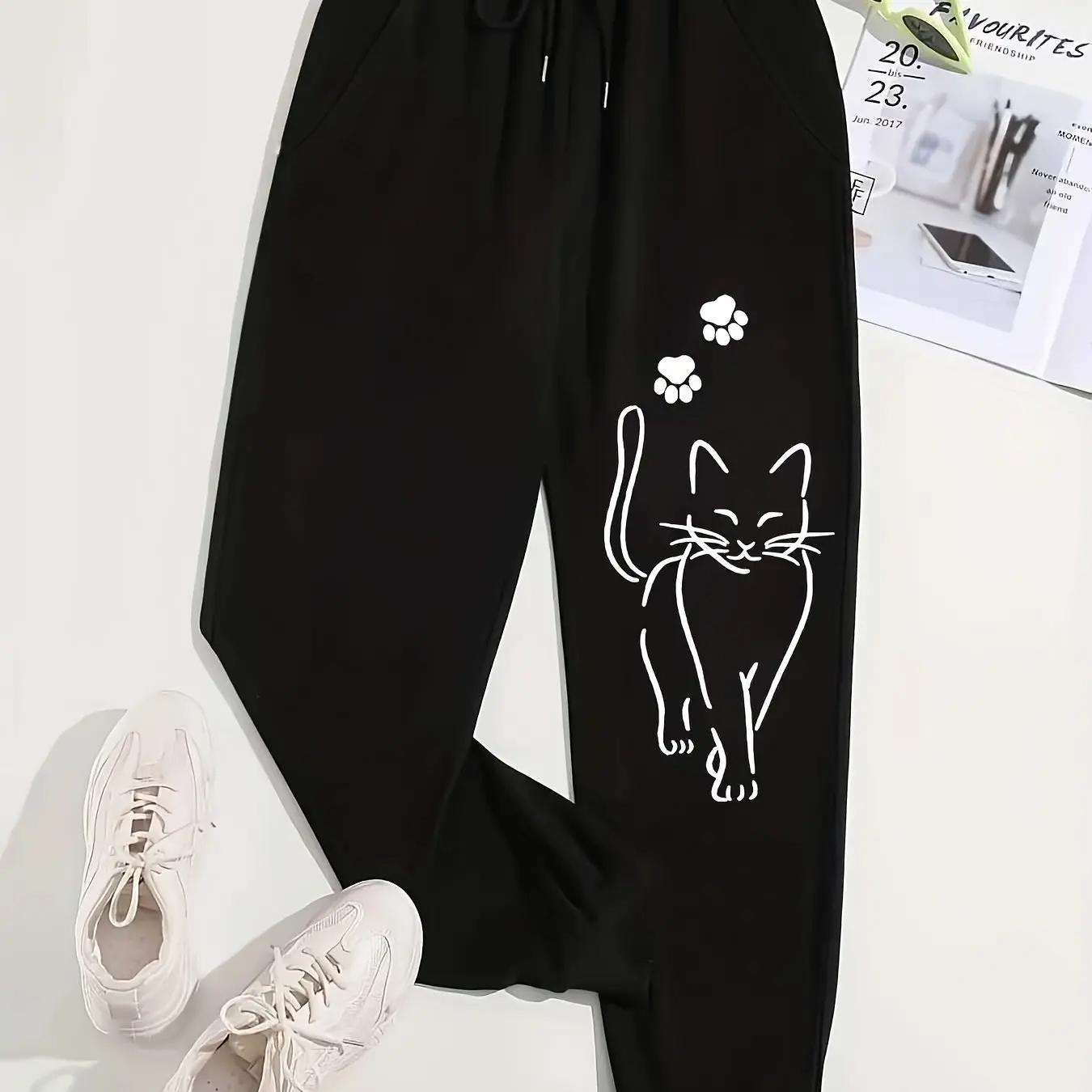 Elegant Cat Print Casual Versatile Women Pants Fashion Trendy Trousers With Drawstring Pockets Comfortable Sweatpants Female XS білий
Elegant Cat Print Casual Versatile Women Pants Fashion Trendy Trousers With Drawstring Pockets Comfortable Sweatpants Female XS білий