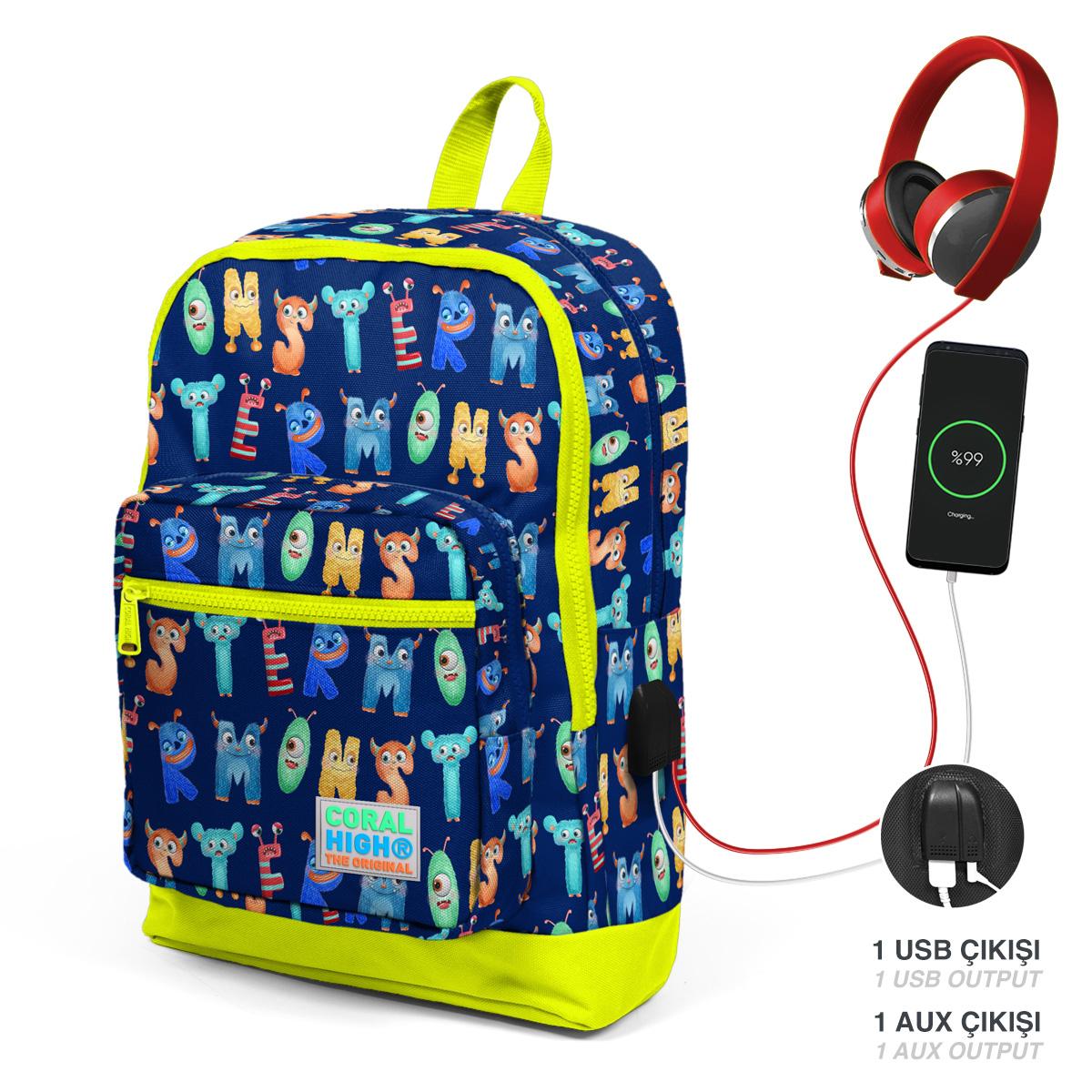 Coral High Kids Lacivert Neon Sarı Monster Desenli Dört Bölmeli USB li Okul Sırt Çantası 23826
Coral High Kids Lacivert Neon Sarı Monster Desenli Dört Bölmeli USB li Okul Sırt Çantası 23826