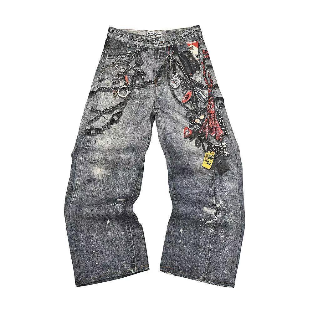 FlowStreet Fashion 3D Chain Printed Contrast Color Jeans Niche Design High Waist Casual Denim Pants XL
FlowStreet Fashion 3D Chain Printed Contrast Color Jeans Niche Design High Waist Casual Denim Pants XL