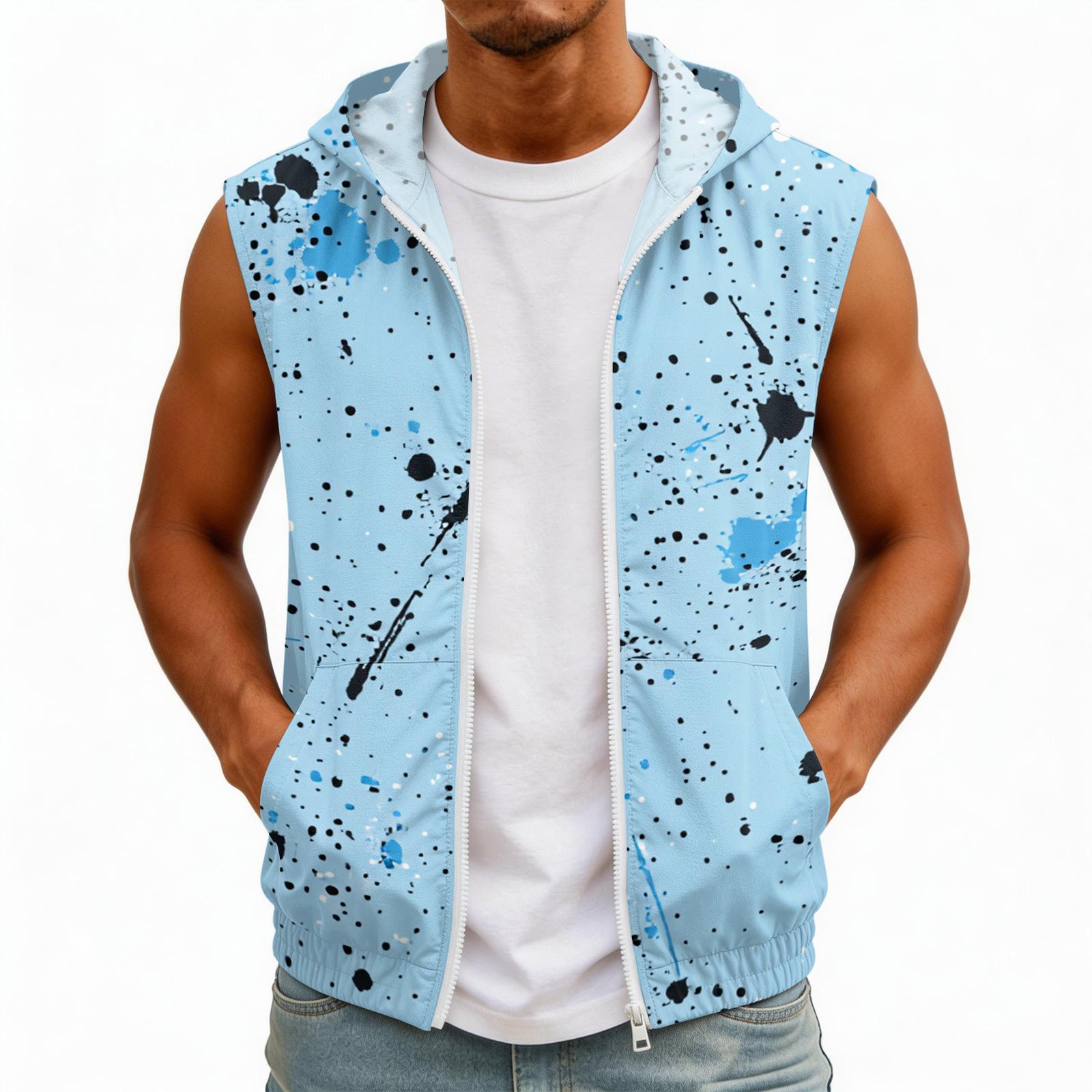 Men s Sleeveless Hooded Sun Protection Vest Lightweight with Pockets Ink Style Print Outdoor Sportswear M
Men s Sleeveless Hooded Sun Protection Vest Lightweight with Pockets Ink Style Print Outdoor Sportswear M