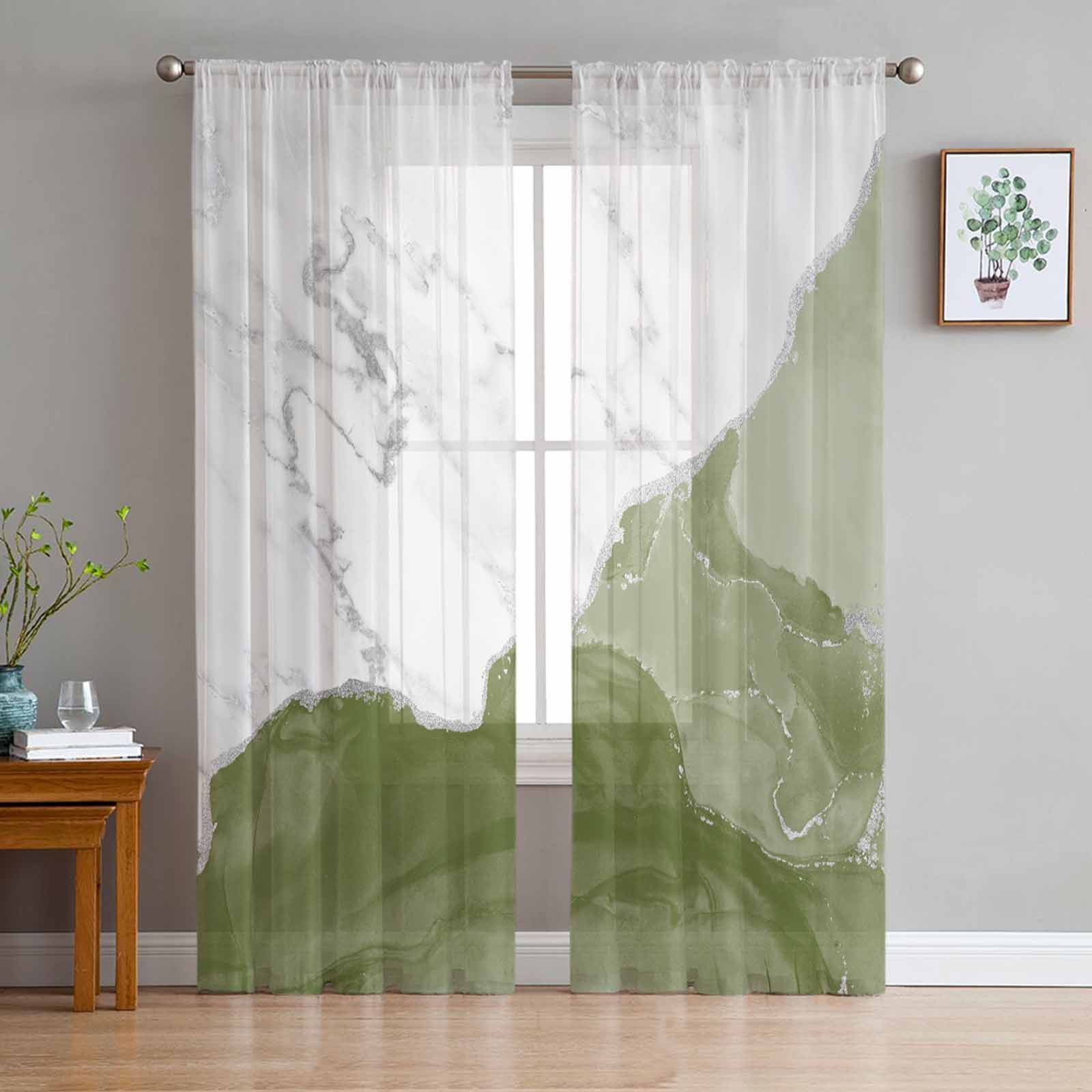White Marble Sage Green Sheer Curtains for Living Room Decoration Window Curtains for Kitchen Tulle Voile Organza Curtains W135 x H115cm x1
White Marble Sage Green Sheer Curtains for Living Room Decoration Window Curtains for Kitchen Tulle Voile Organza Curtains W135 x H115cm x1