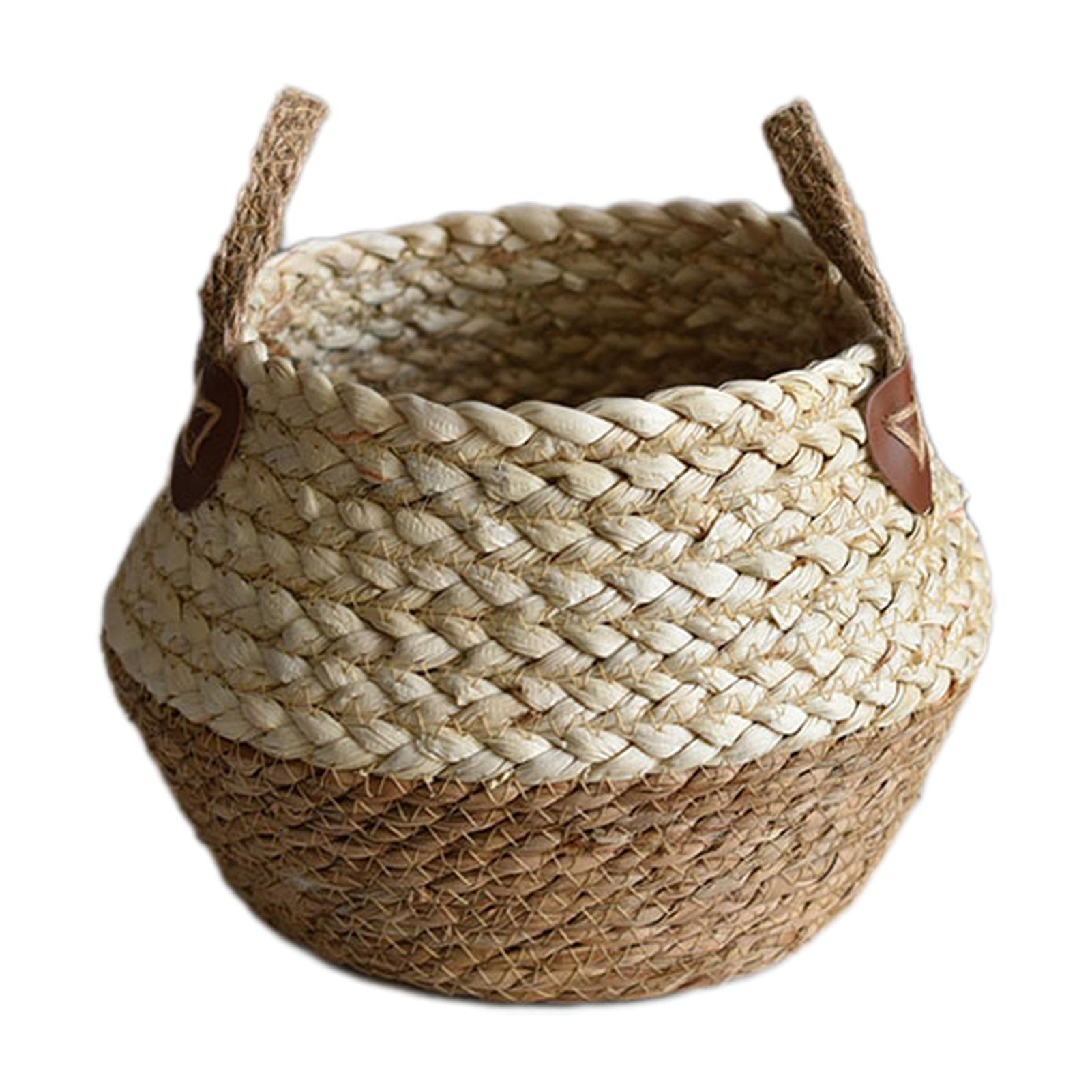 Соломенный цветочный горшок с двойной ручкой, стильные прочные декоративные опоры, садовые аксессуары Small size