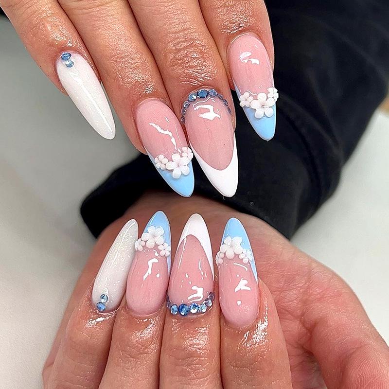 French Blue & White Glitter 3D Floral Nail Art Stickers – Cross-Border Wear-On Nails Glue Version
French Blue & White Glitter 3D Floral Nail Art Stickers – Cross-Border Wear-On Nails Glue Version